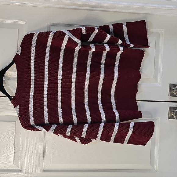 NWT Sanctuary Chilly Out Chenille Sweater Marroon/Gray Striped XLarge - Picture 7 of 12